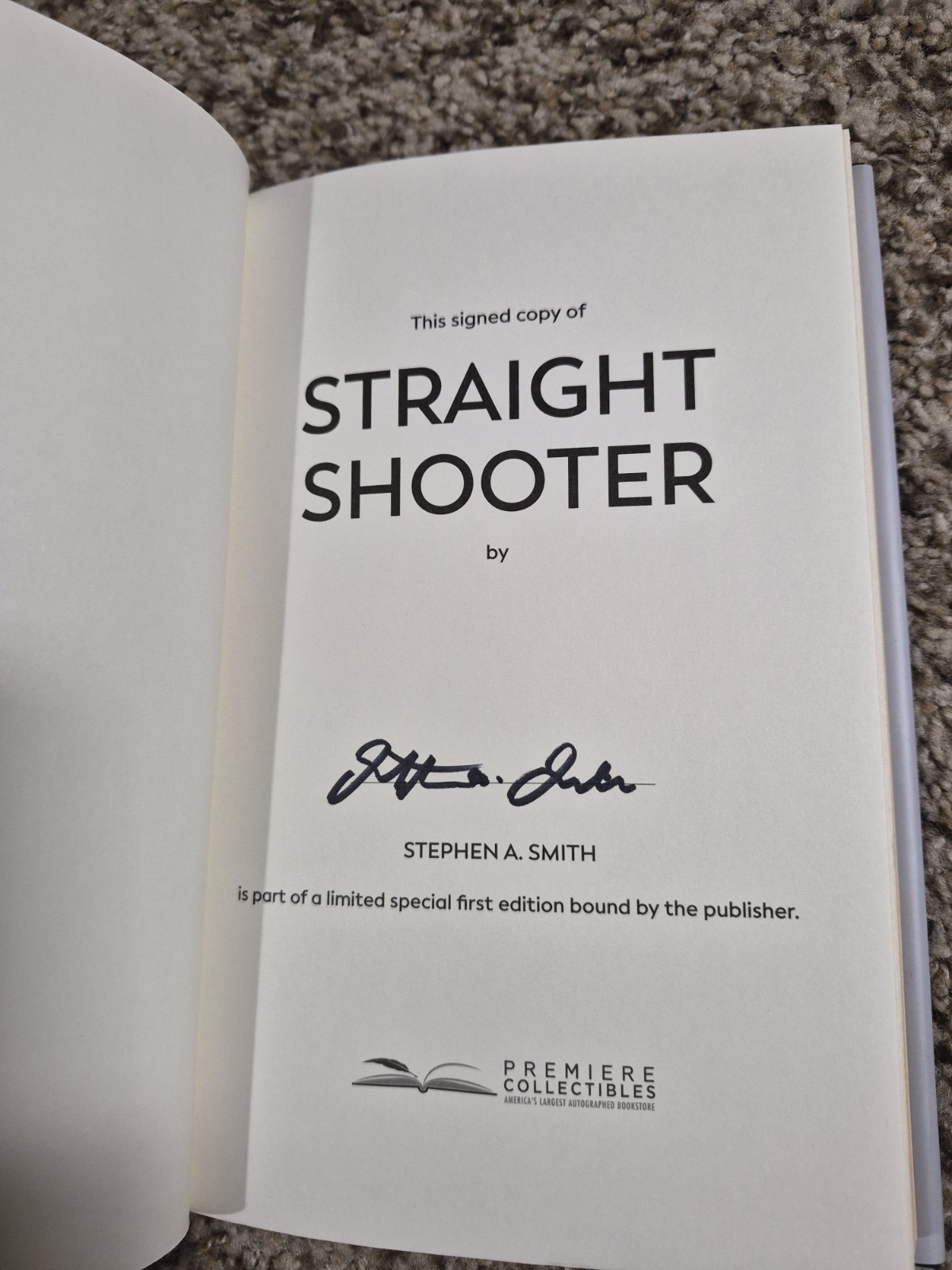 Stephen A. Smith Signed Autographed “Straight Shooter” Book COA