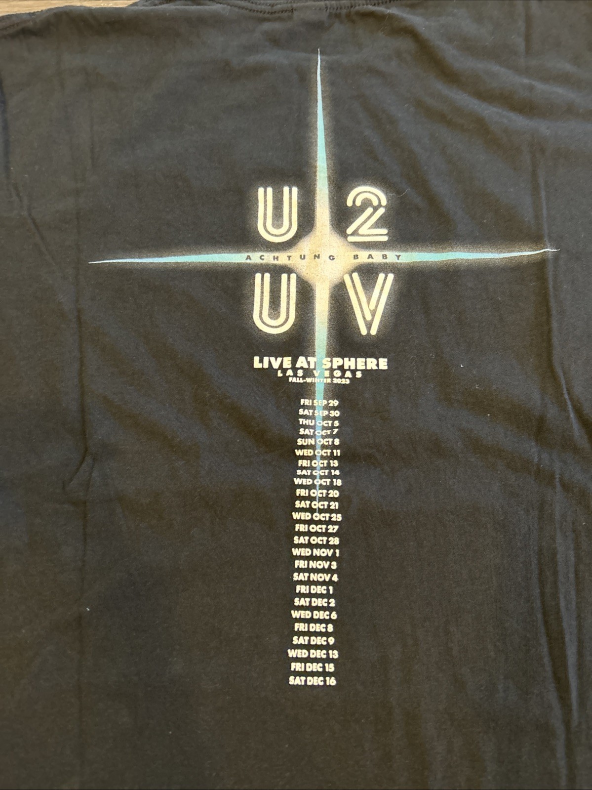 U2 UV Fall-Winter Official Shirt -Cross With Dates The Sphere Las Vegas Size L