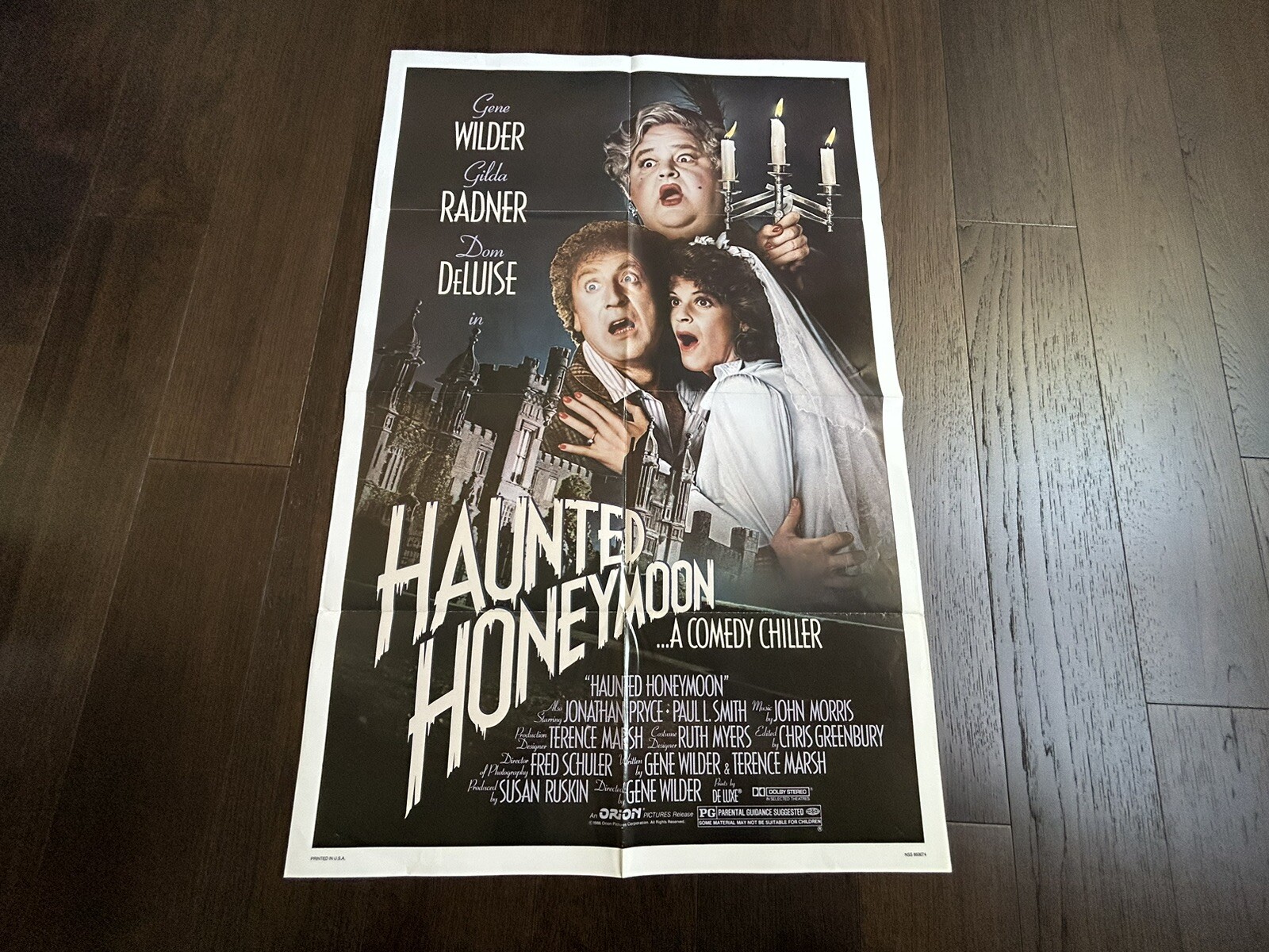 Vintage 1986 Haunted Honeymoon One Sheet Movie Promo Poster Printed In USA