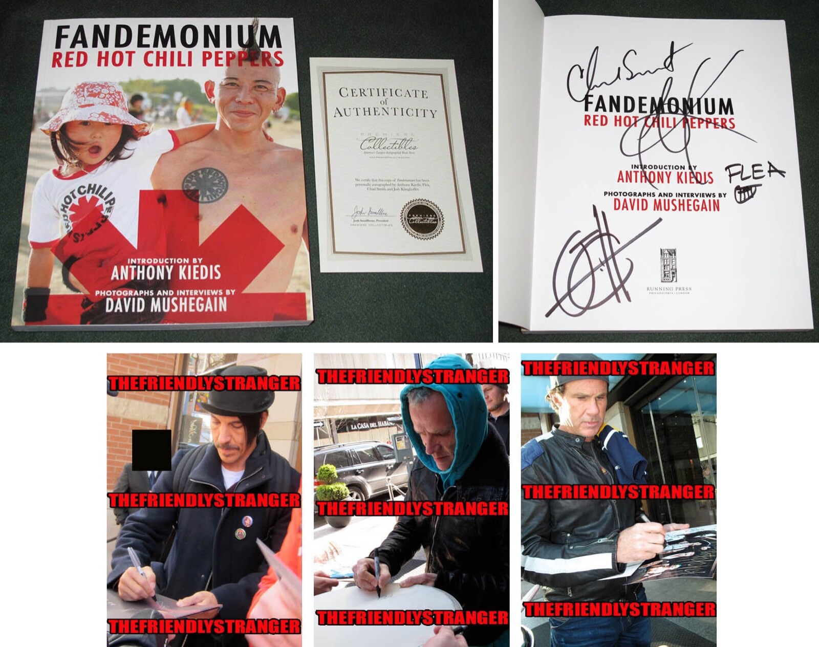 ANTHONY KIEDIS, FLEA, CHAD signed RED HOT CHILI PEPPERS “FANDEMONIUM” BOOK – COA