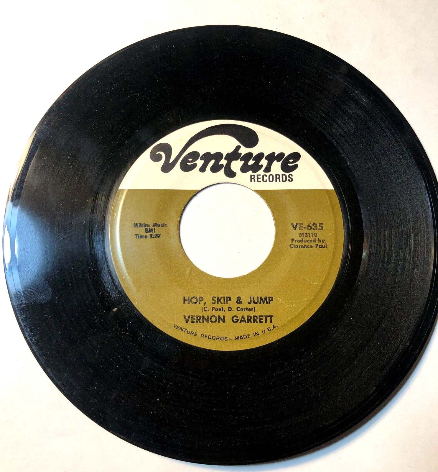 Vernon Garrett Signed Autographed 7″ Record 45 Angel Doll / Hop Skip & Jump