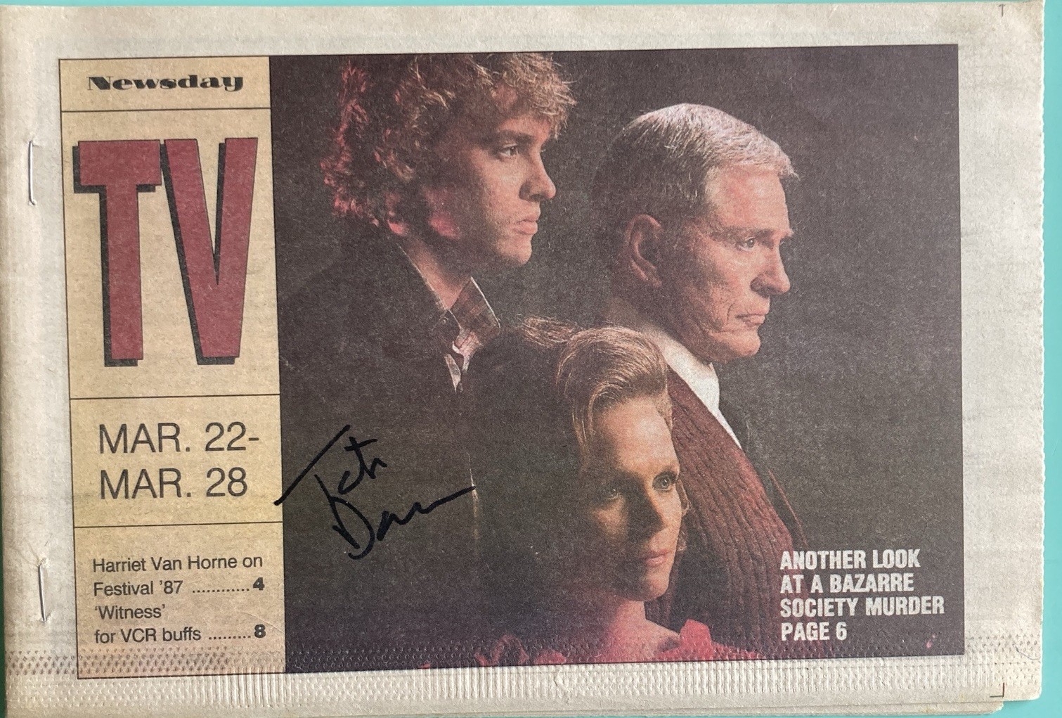 Tate Donovan Signed Local TV Guide Newsday Regional LI New York- March 22 1987