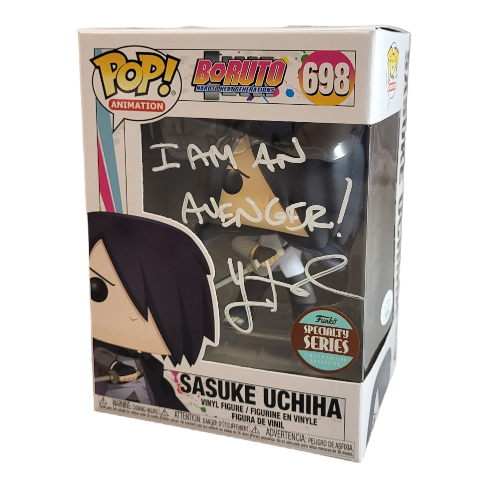 Sasuke Uchiha Signed Funko Naruto Yuri Lowenthal Boruto Anime Autograph JSA COA