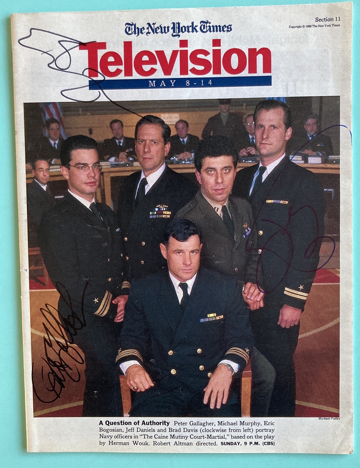 Jeff Daniels & Peter Gallagher Signed Local TV Guide May 8 1988 – New York Times