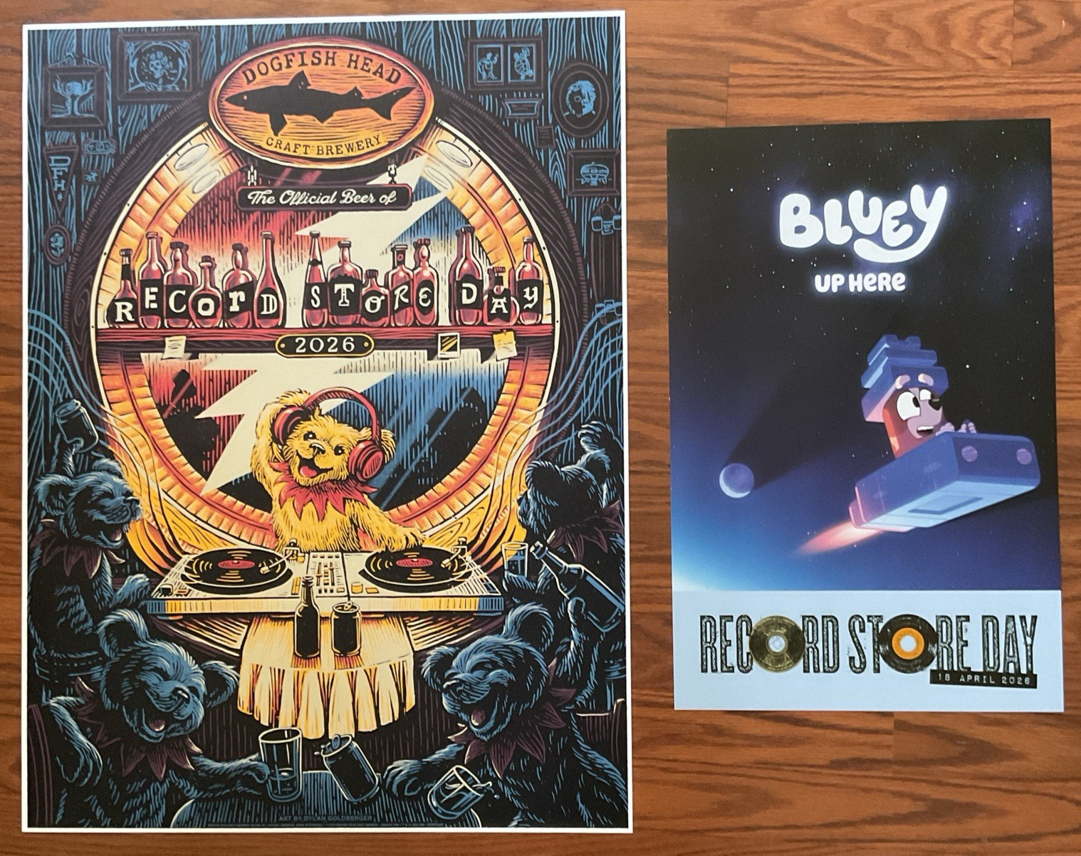 Two Record Store Day posters 2026 Dogfish Head Grateful Dead & Bluey Up Here