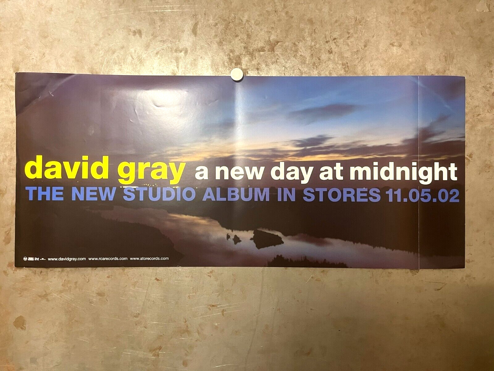 DAVID GRAY New Day At Midnight 2-SIDED PROMO FLAT 2002 ATO RCA IHT OTHER SIDE