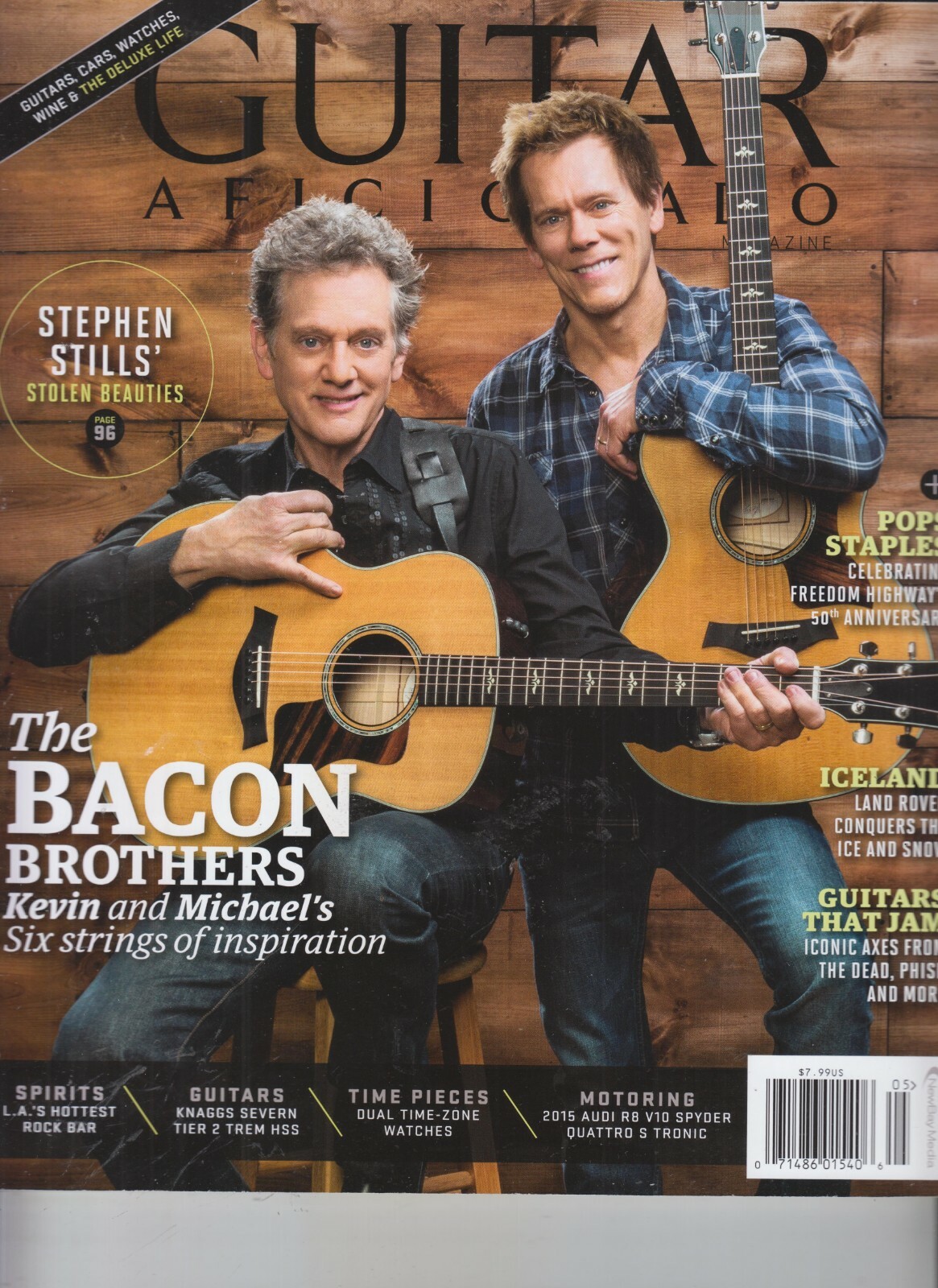 THE BACON BROTHERS GUITAR AFICIANADO MAGAZINE MAY JUNE 2015 KEVIN