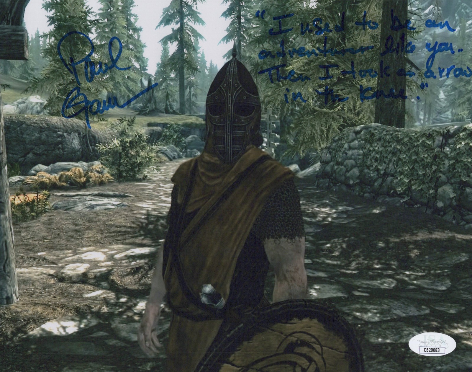 Paul Ganus Signed 8×10 Elder Scrolls V: Skyrim “Arrow in the Knee” Meme JSA COA