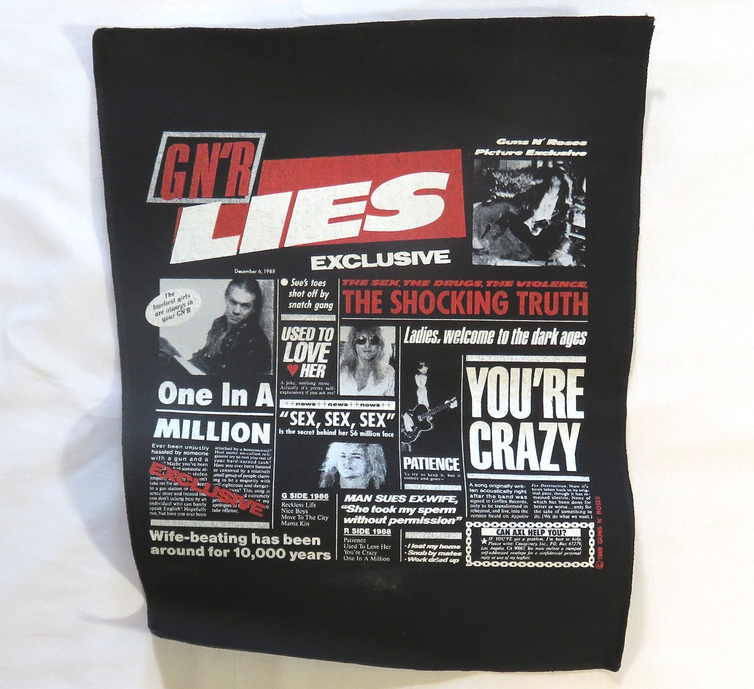 Guns N Roses Vintage Back Patch 1989 Lies 1980’s Hard Rock Metal