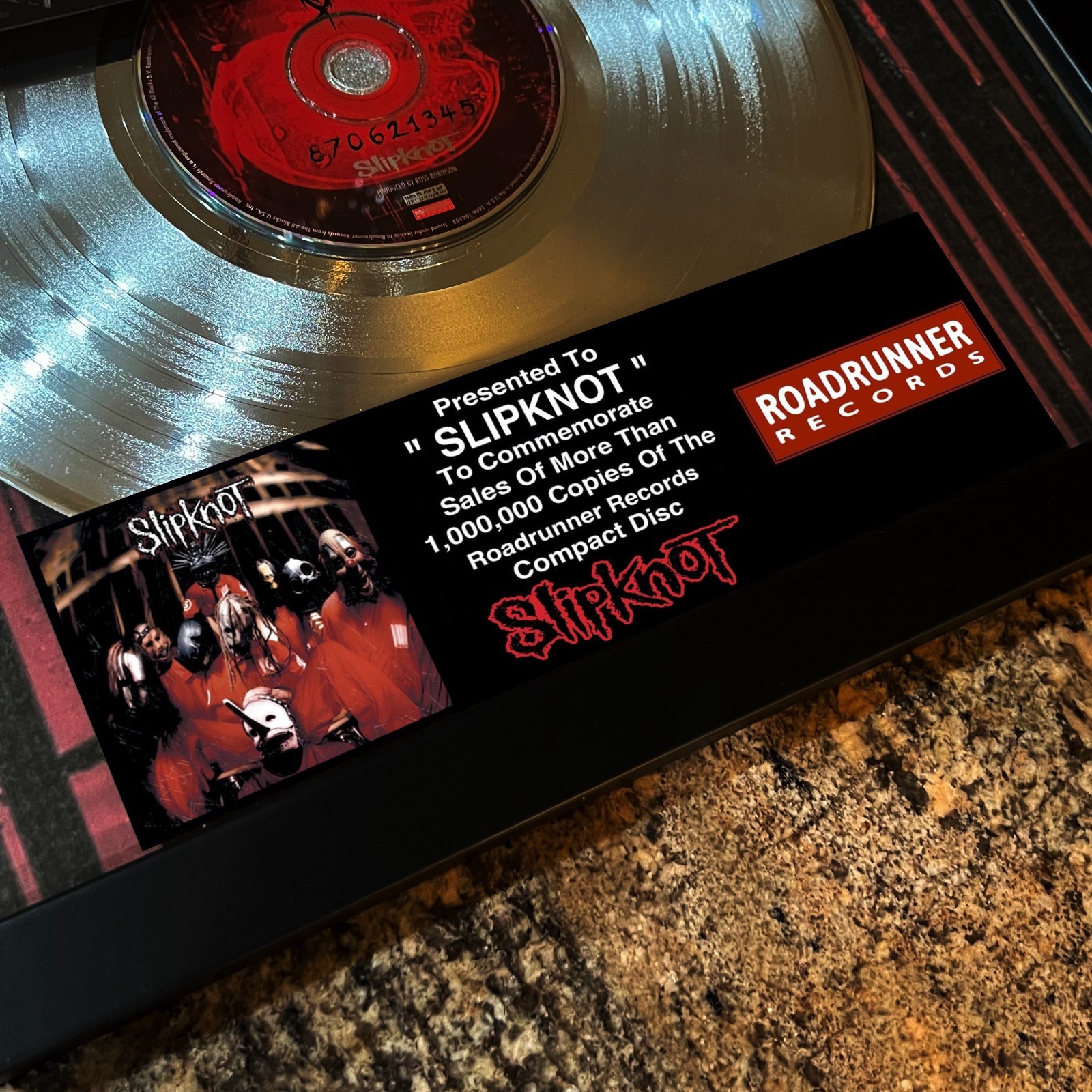 SLIPKNOT ( Self Titled Album ) Platinum Music Award Vinyl LP Record CD