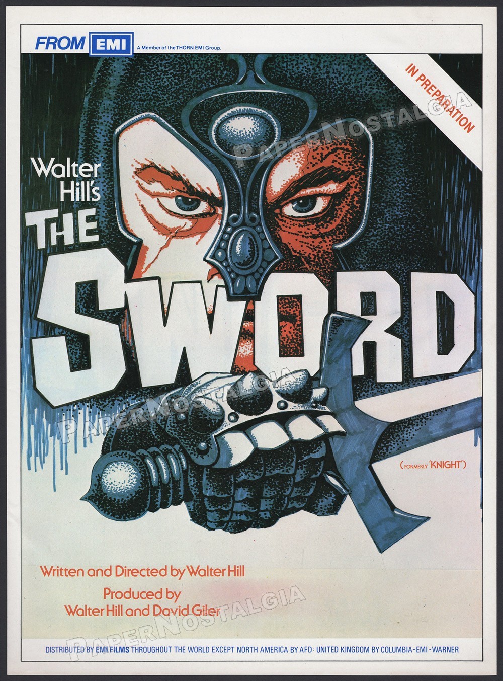 THE SWORD – Original 1980 Trade AD/ poster – Unproduced Walter Hill Film Project