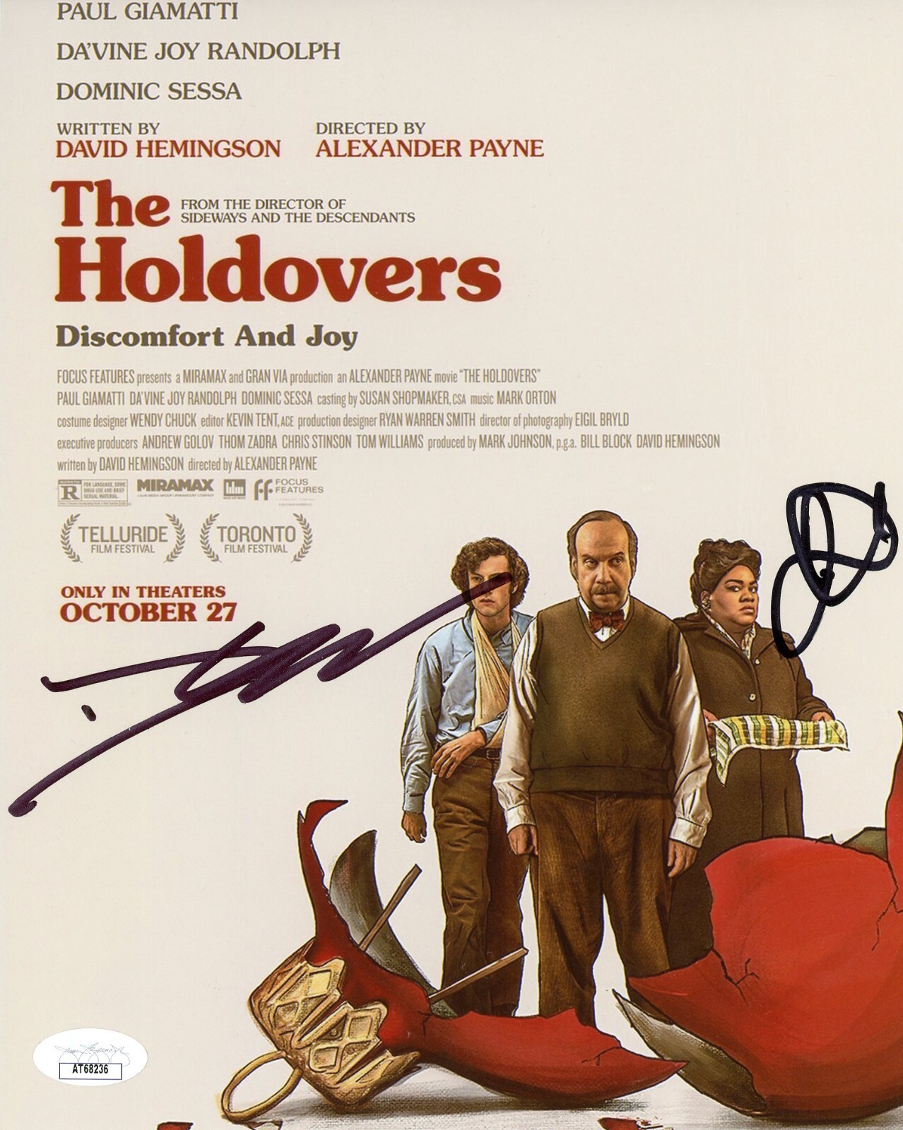 DA’VINE JOY RANDOLPH +1 Authentic Signed ~THE HOLDOVERS~ 8×10 Photo (JSA COA)