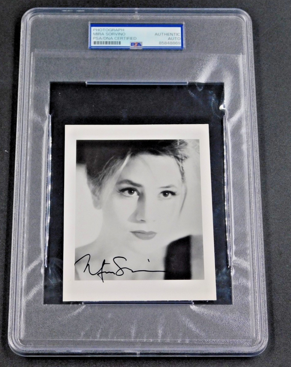 MIRA SORVINO Signed Autographed 4×5 B/W Photo PSA Academy Award Winner