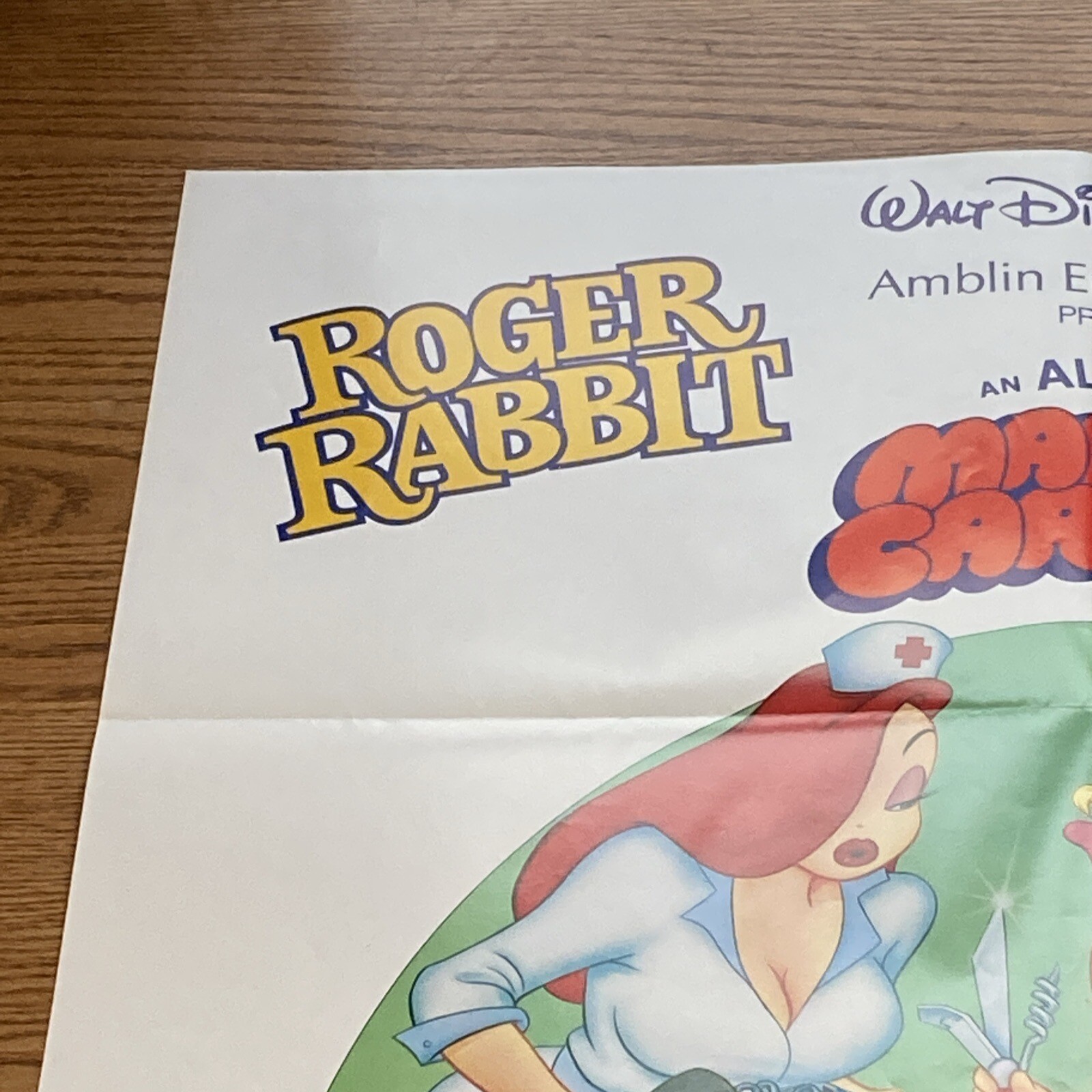 Tummy Trouble 1989 folded one sheet movie poster double-sided Roger Rabbit