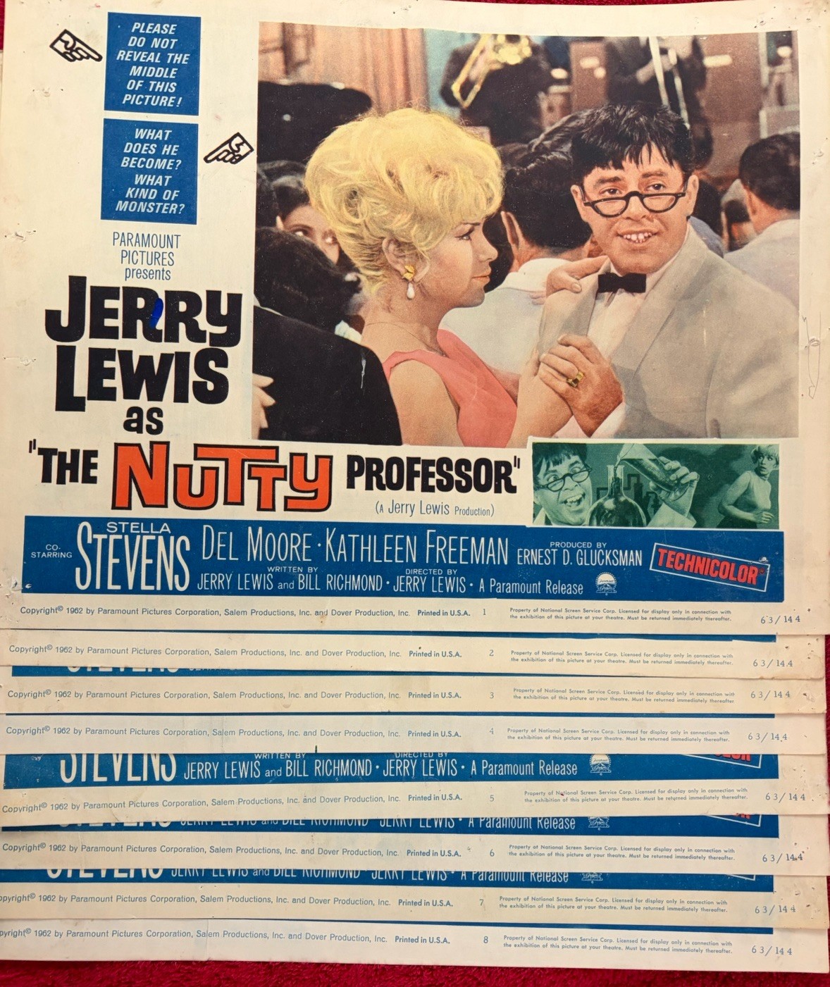 Jerry Lewis The Nutty Professor complete Set 8 Original Lobby Cards