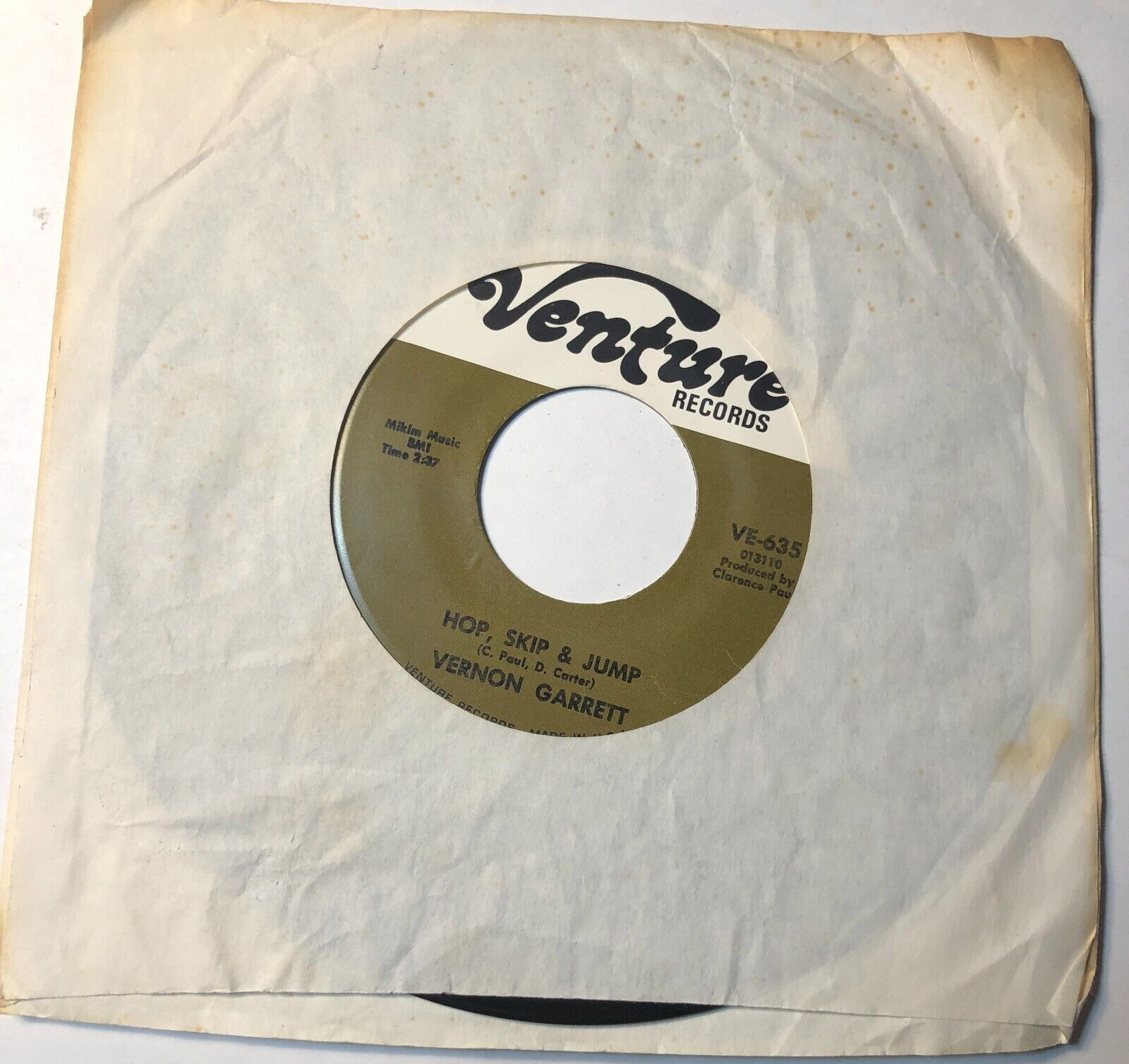 Vernon Garrett Signed Autographed 7″ Record 45 Angel Doll / Hop Skip & Jump
