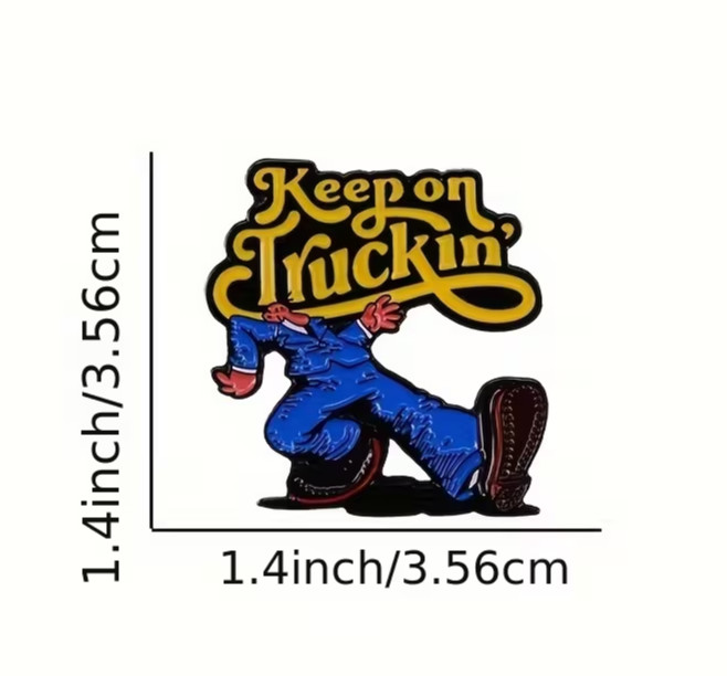 R. Crumb Keep On Truckin 1.25 x 1.5 Inch Enamel Pin great Rat Rod owner gift pin