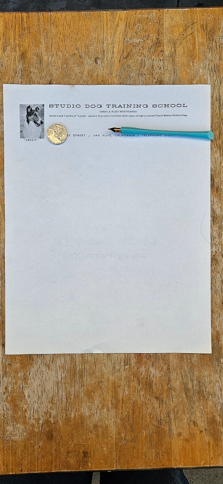 VINTAGE LASSIE COLLIE DOG MGM TV STAR TRAINING SCHOOL STATIONARY RUDD WEATHERWAX