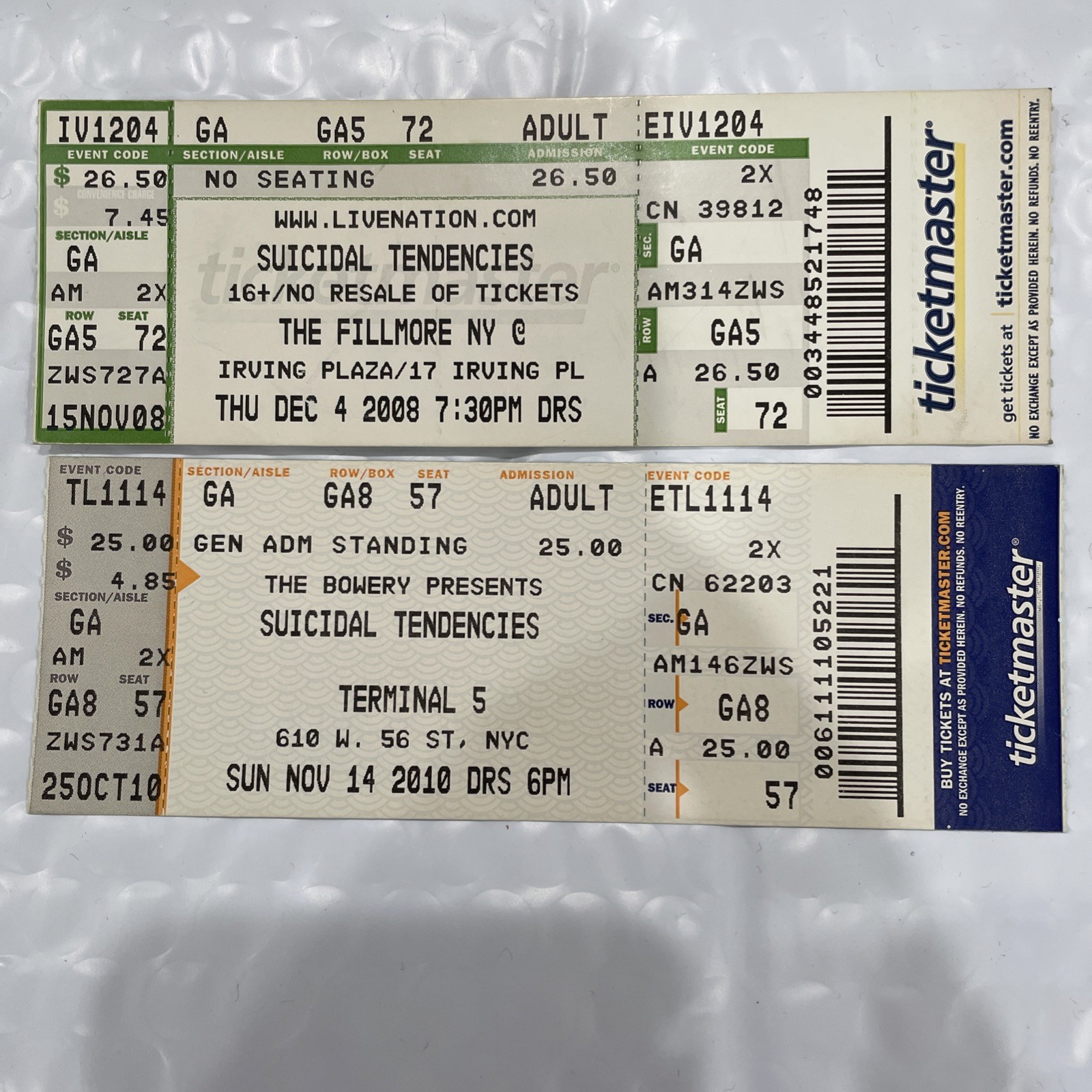 Lot of 16 ROCK CONCERT TICKET STUB Sick of it All, LOA, Biohazard, VOD, Prong