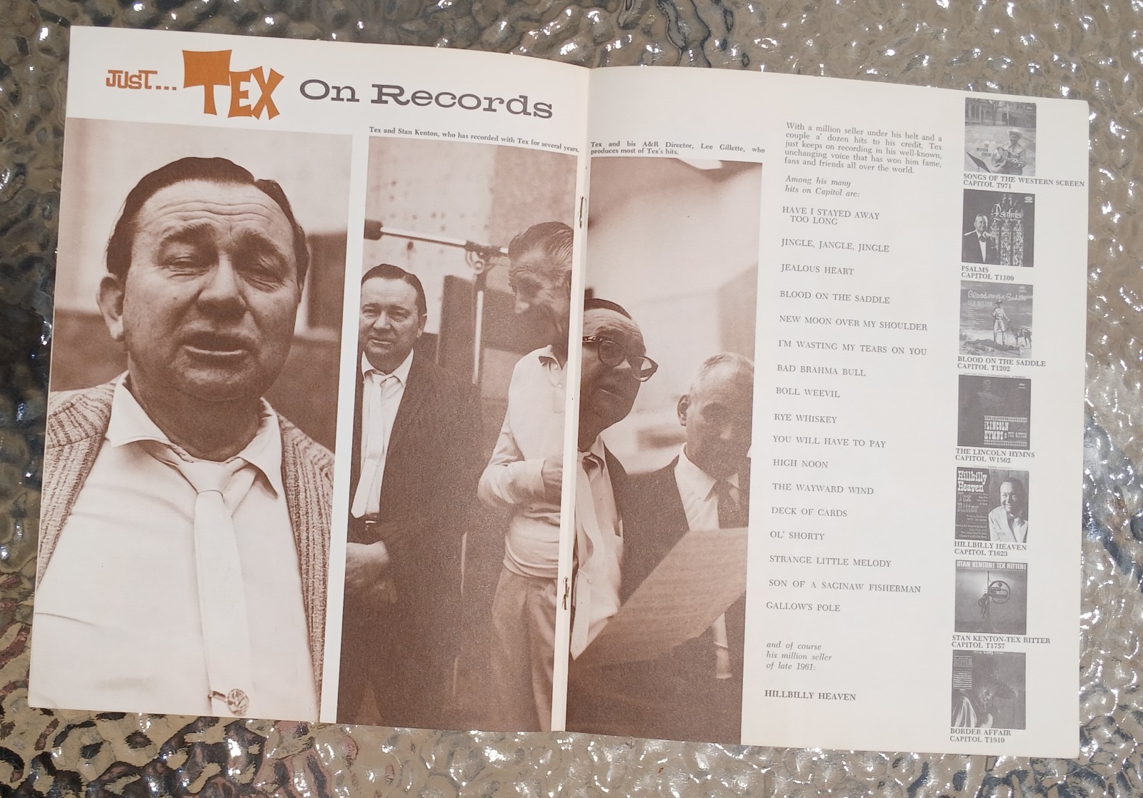 TEX RITTER and his BAND Autographed Just Tex Booklet 1967