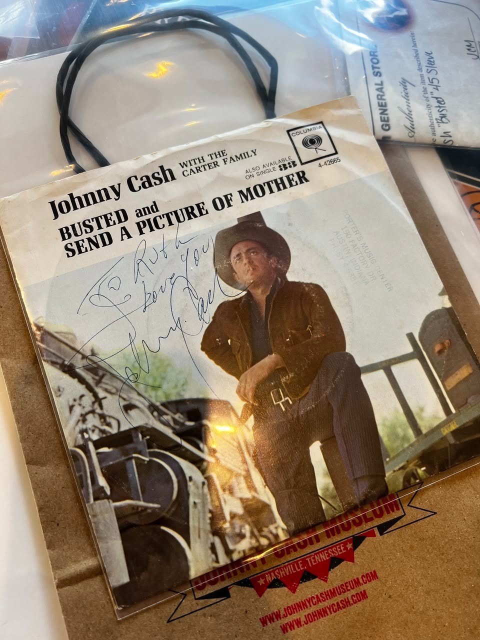 Johnny Cash signed 7 inch