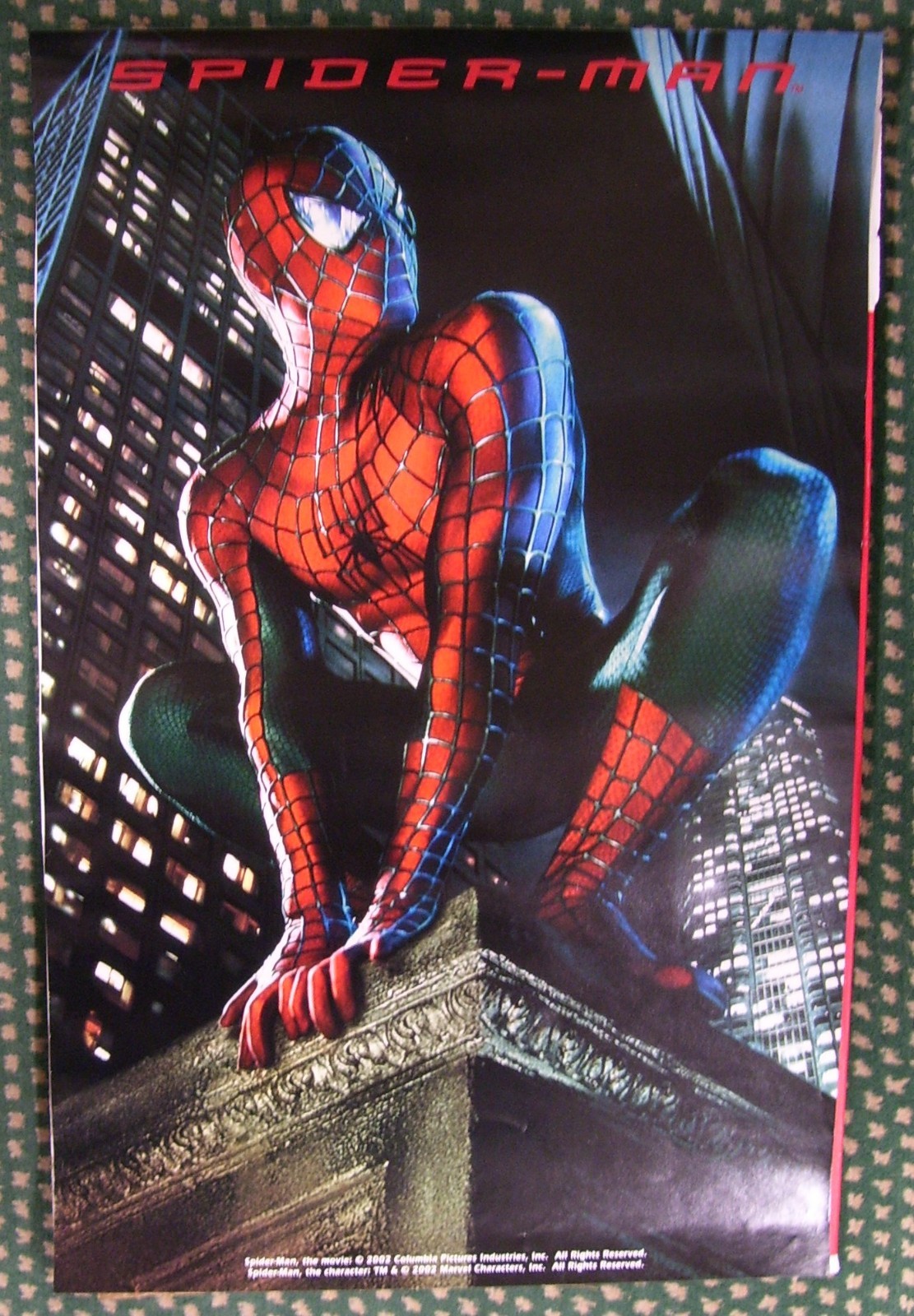 Vintage 2002 Spider-Man Movie Promo Poster RARE Marvel Columbia Pictures 17 X 11