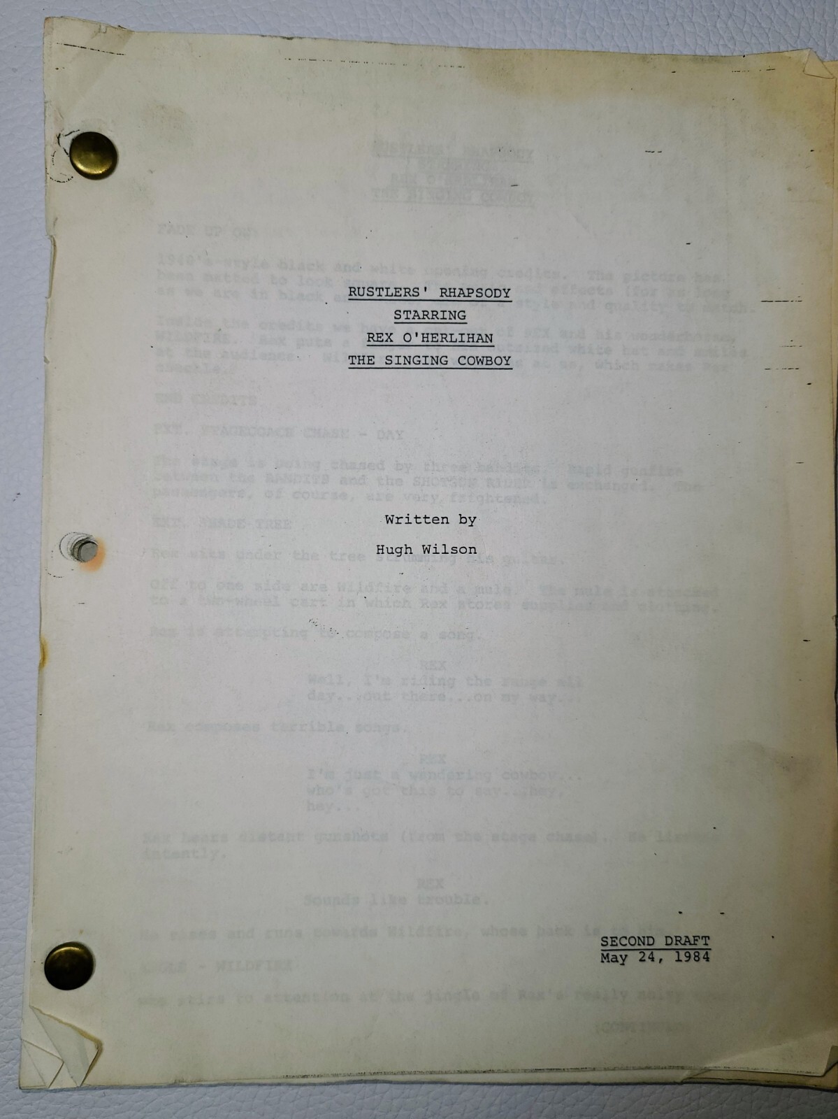 Rustler’s Rhapsody Screenplay Script 1984 Hugh Wilson Tom Berenger Vintage HTF