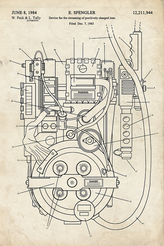 1984 Ghostbusters Egon Spengler’s Proton Pack Patent Office Poster/Print