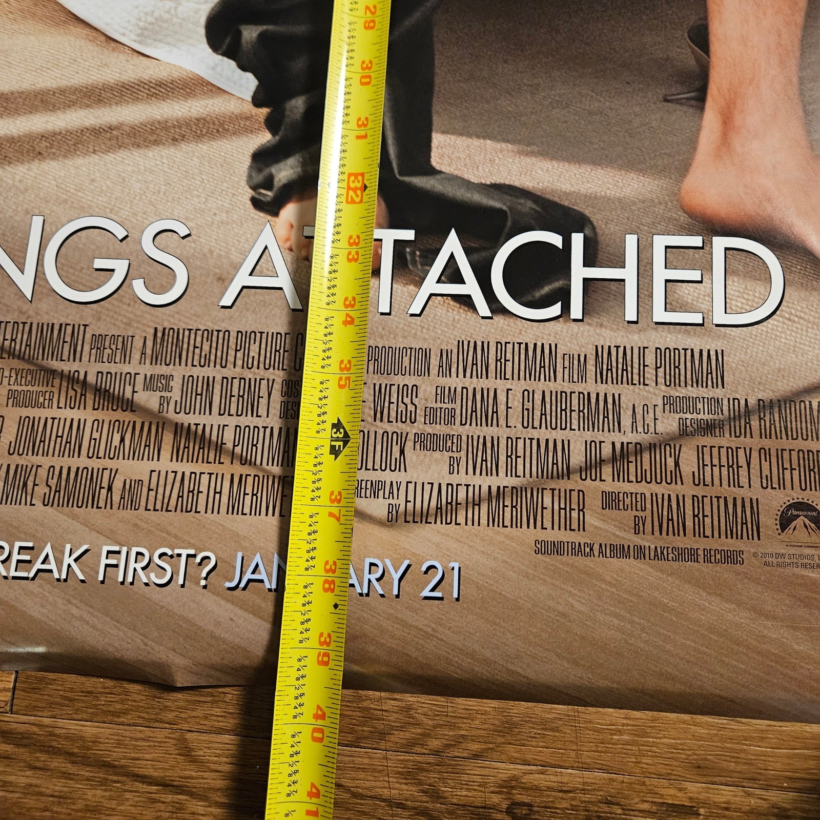 No Strings Attached 2011 Movie Poster 27×40 Natalie Portman Ashton Kutcher D/S