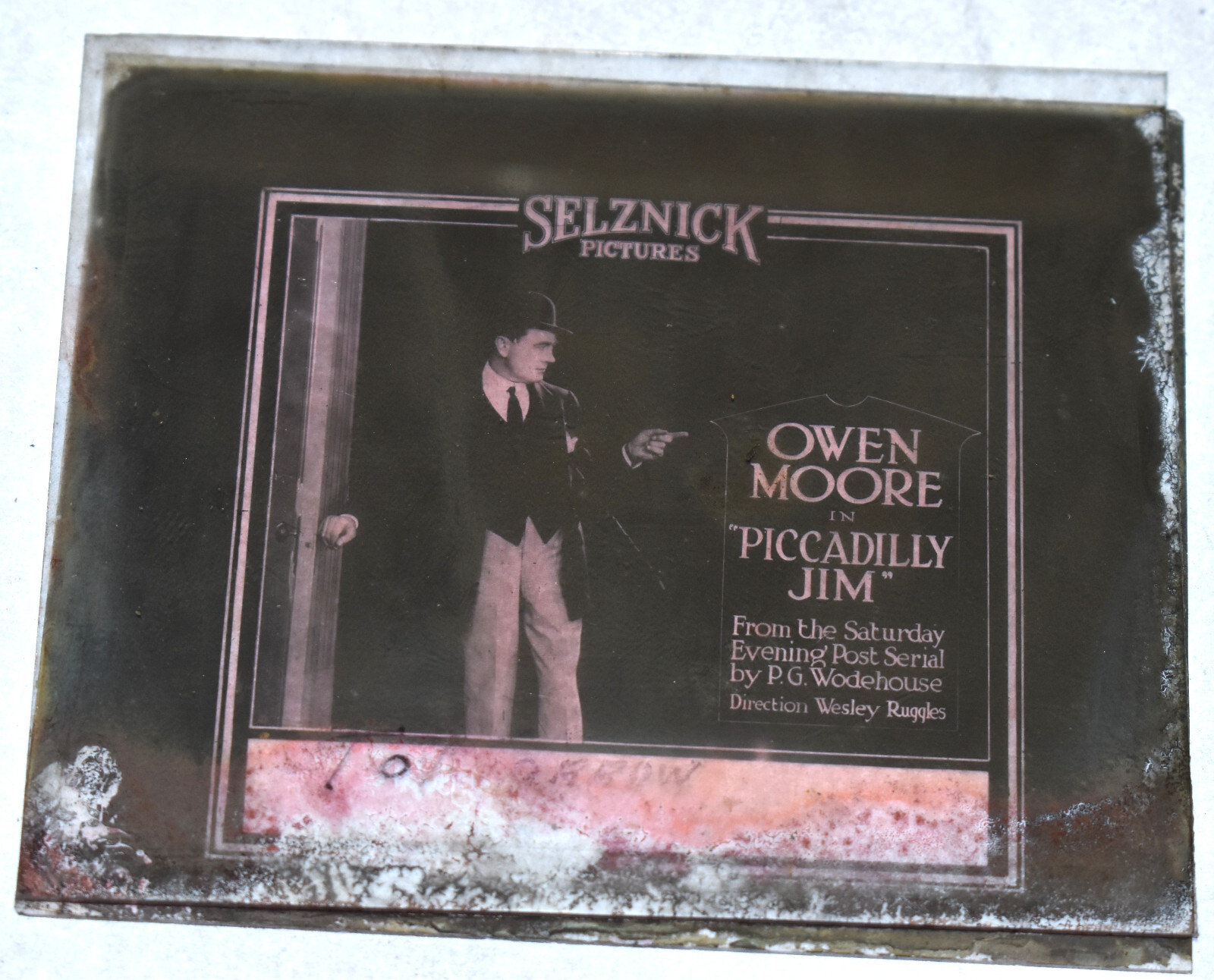 Vintage 1919 PICCADILLY JIM Owen Moore Film Movie Magic Lantern Glass Slide