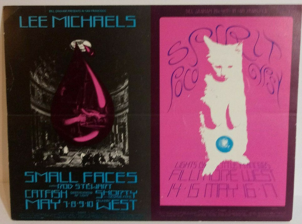 LEE MichaeLS Rod SteWart BG232-233 BiLL Graham FiLLmore DoubLe PoStcard