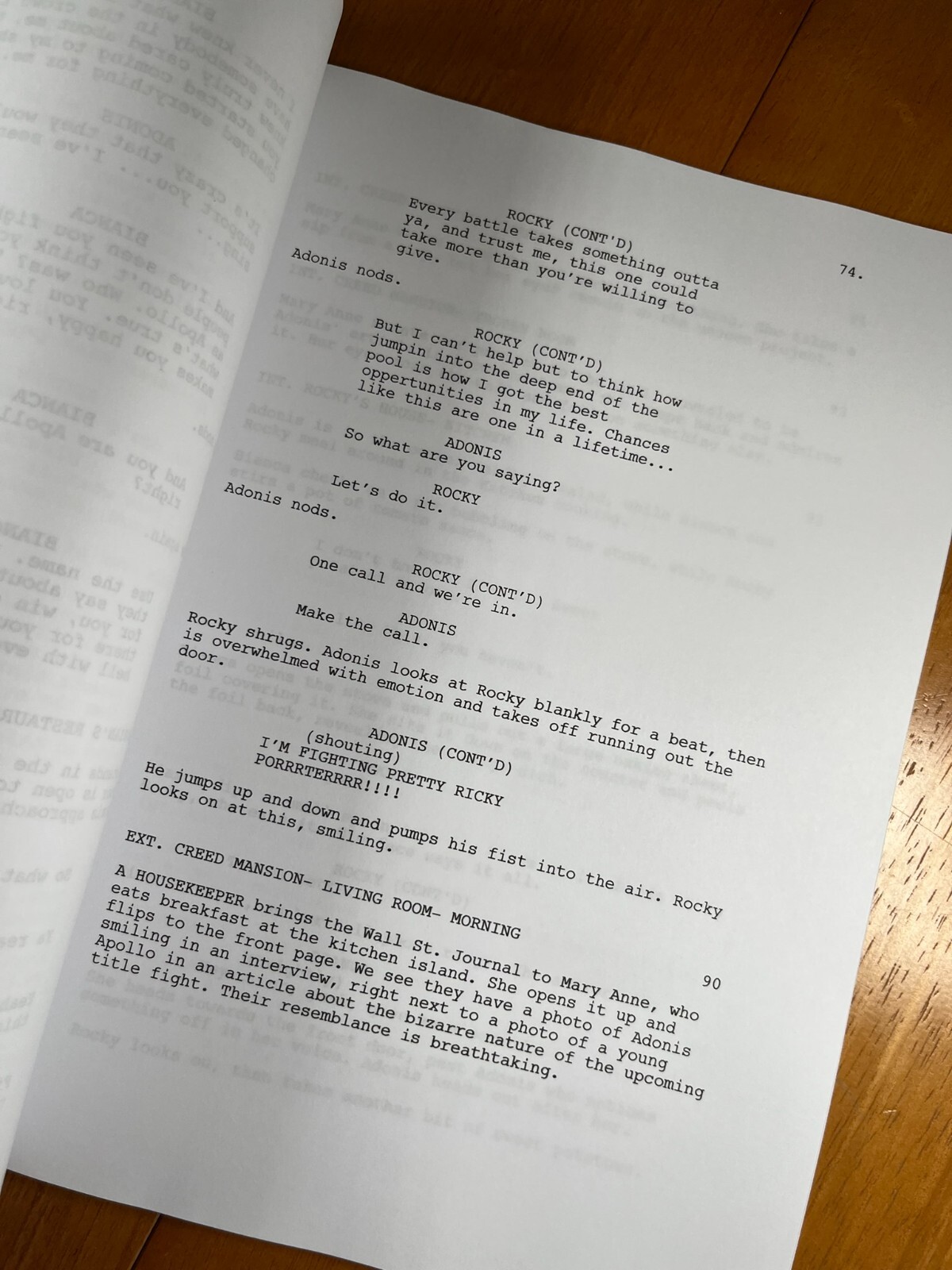 Creed Script- 118 Pages Long- Full Script Reprint- Creed Movie- Rocky Balboa