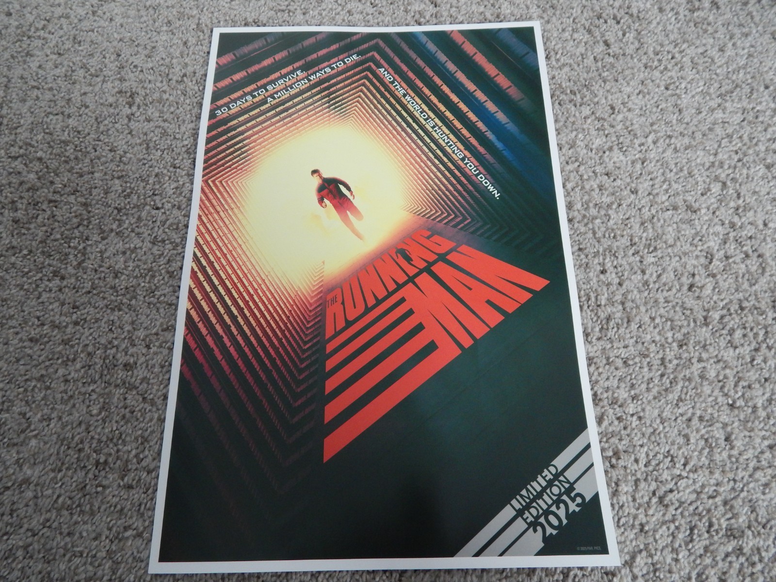The Running Man 2025 Movie Premiere Limited Edition 18 X 12 Poster Glen Powell