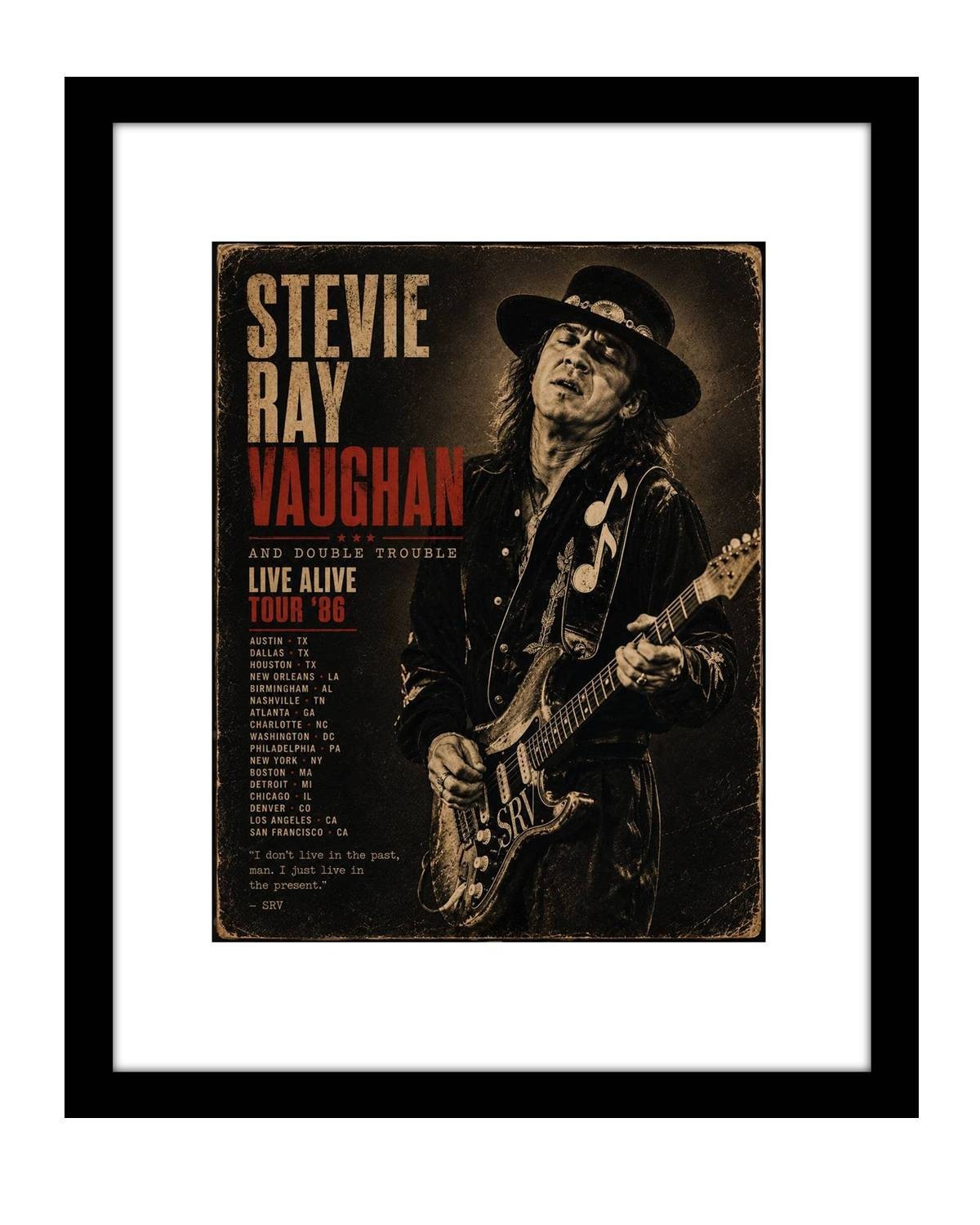 Stevie Ray Vaughan 8×10 poster print | 1986 concert tour blues guitar music