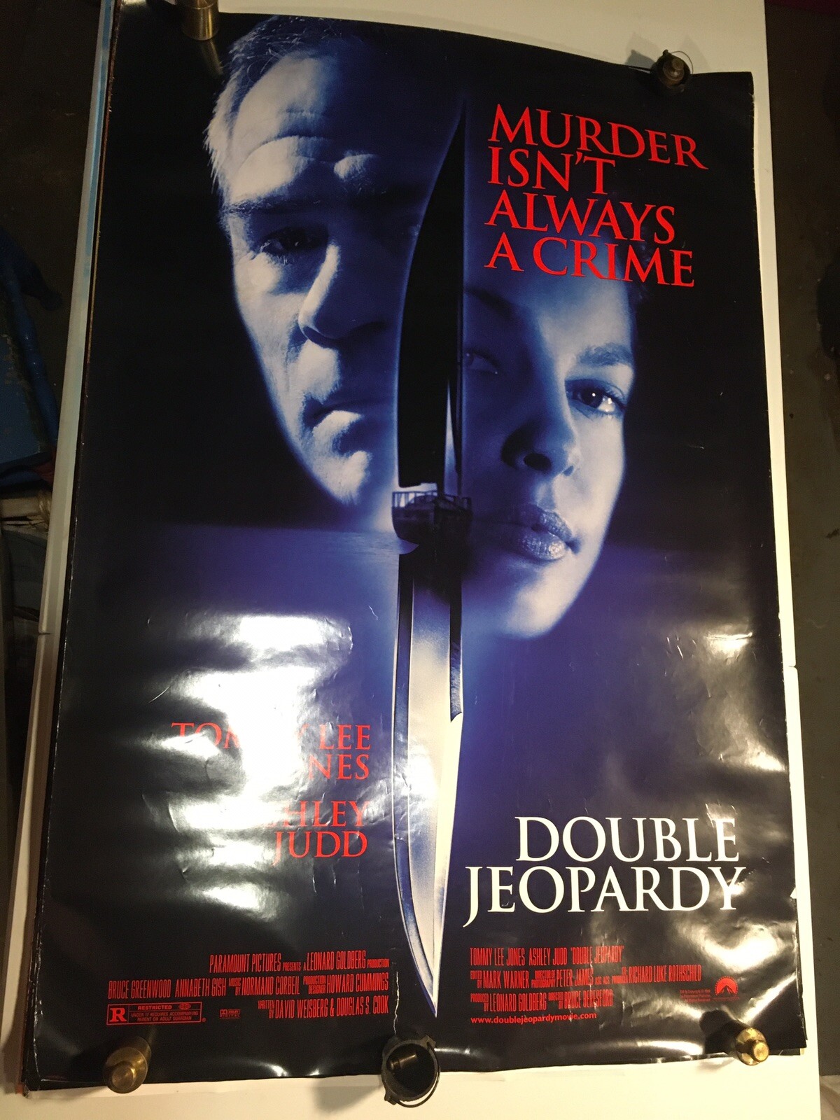 DOUBLE JEOPARDY ORIGINAL ROLLED DOUBLE SIDED MOVIE POSTER 1999 TOMMY LEE JONES