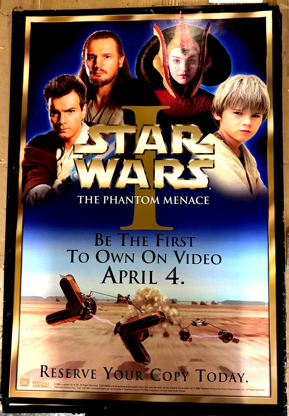Star Wars I: Phantom Menace -Video Store Movie Poster -NEW -Original- 27″ x 40″