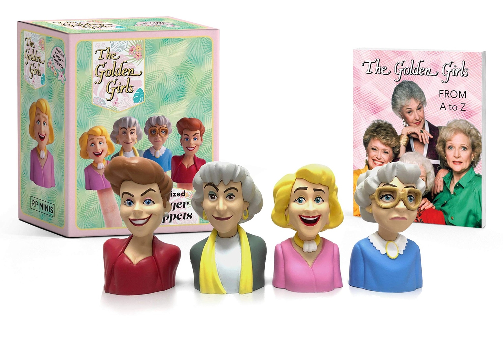 The Golden Girls Finger Puppets + A to Z Memorable Moments Guide Mini Book NEW
