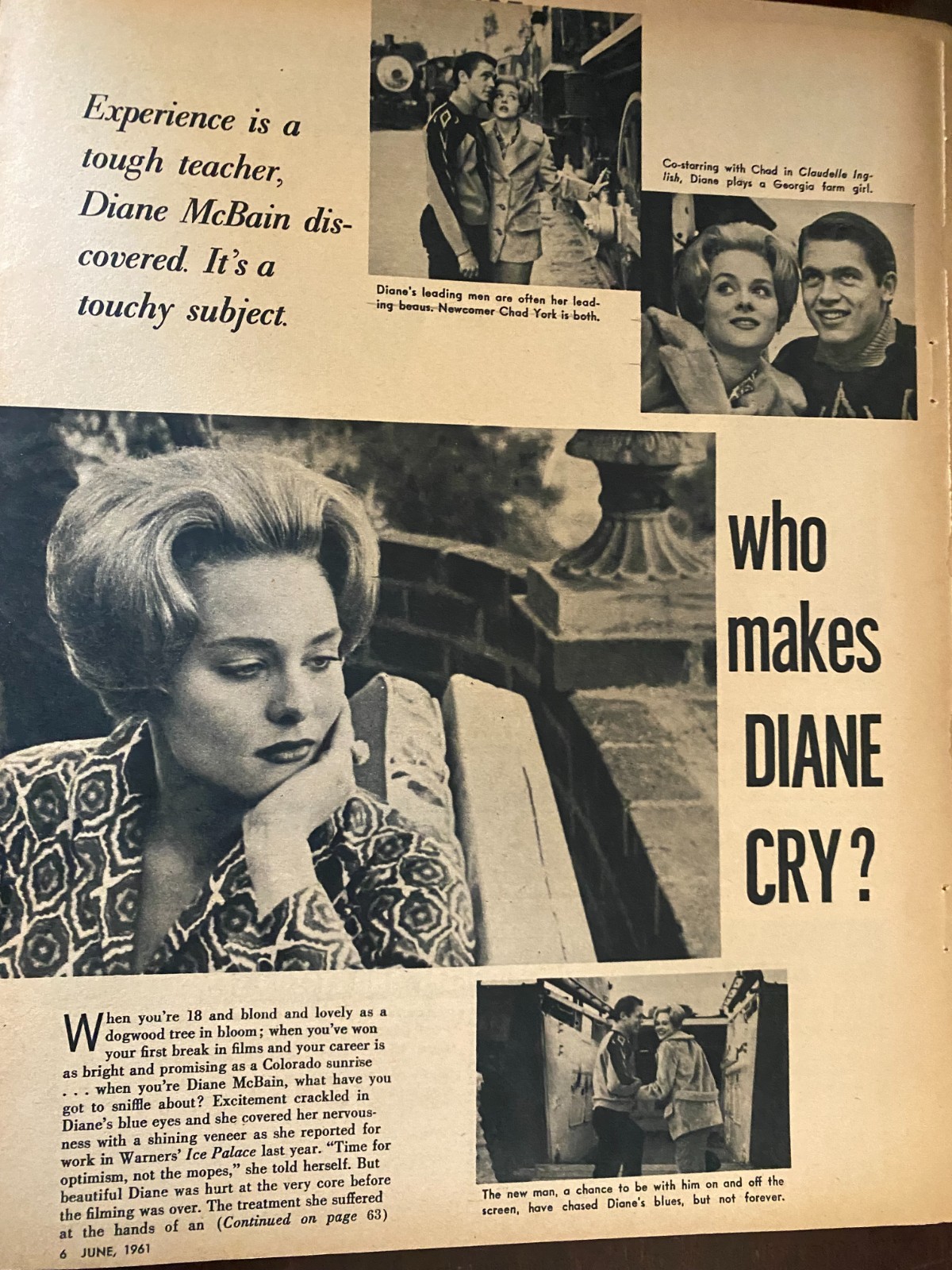 Diane McBain, Two Page Vintage Clipping, aa
