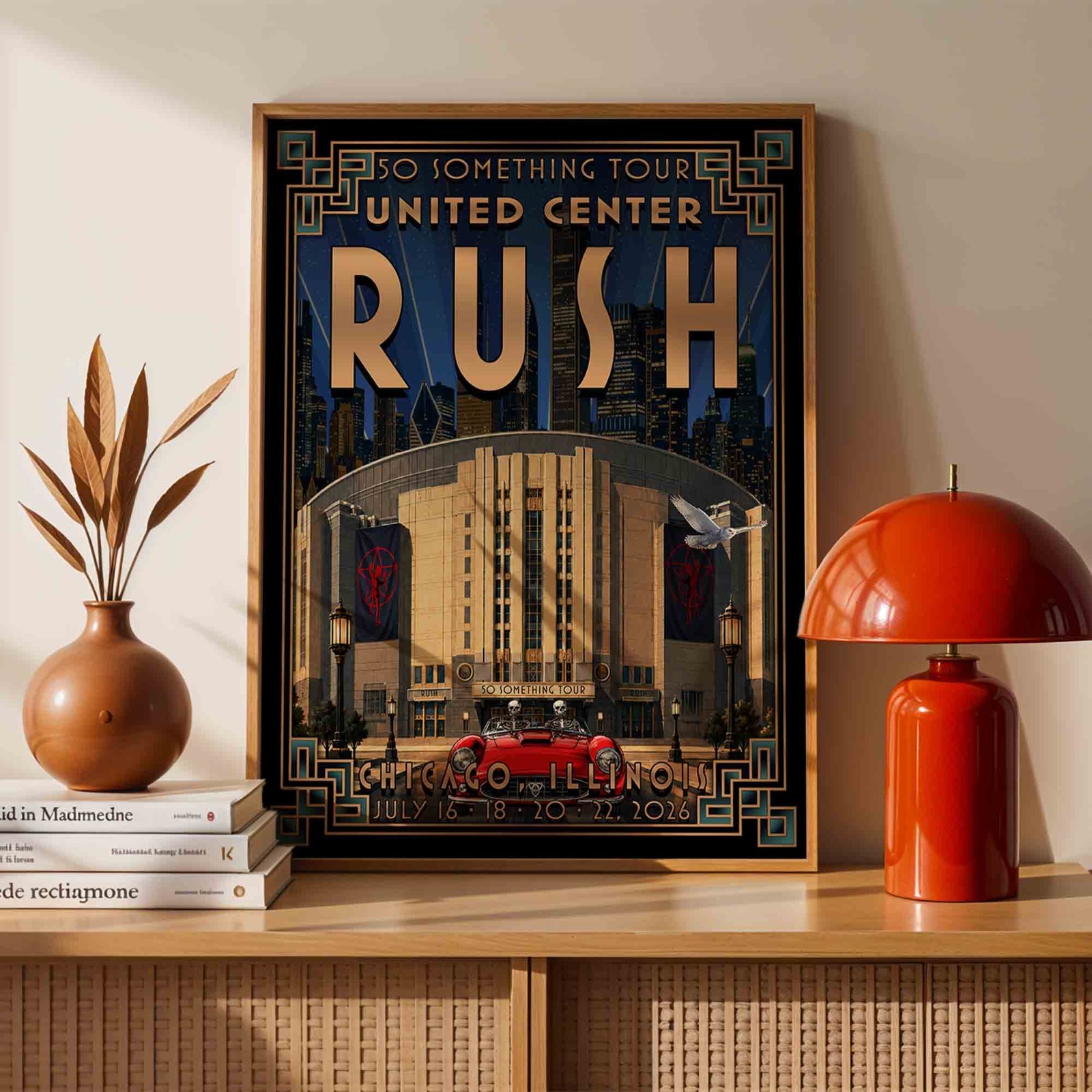 Rush Poster | 50 Something Tour Chicago Concert Art Deco Print