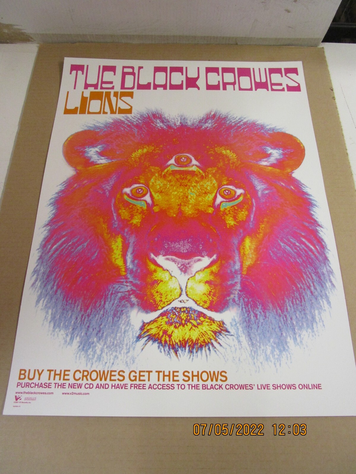BLACK CROWES Lions Promo Flat New! Unused! 2001 V2 Records Inc/Angelus