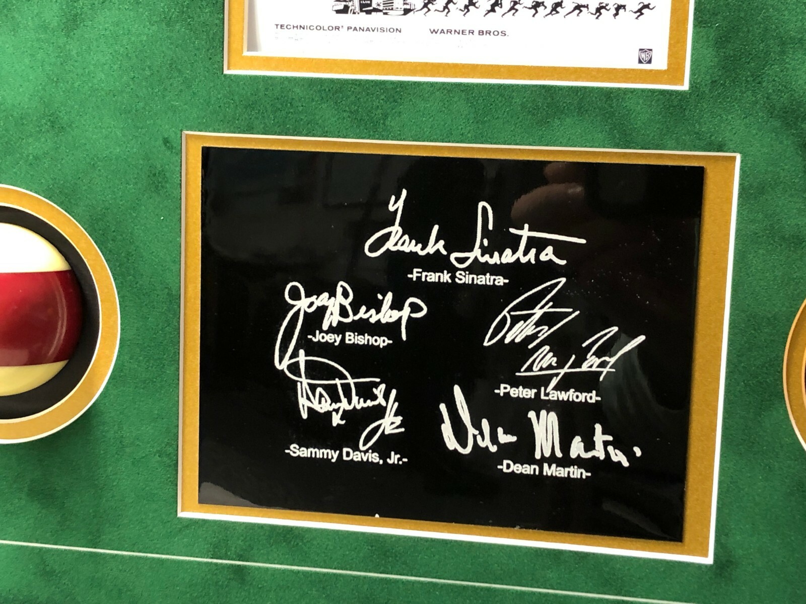 Rat Pack “Oceans 11” Billiards Pool Collage w/ Facs Autographs Signed Photo Room