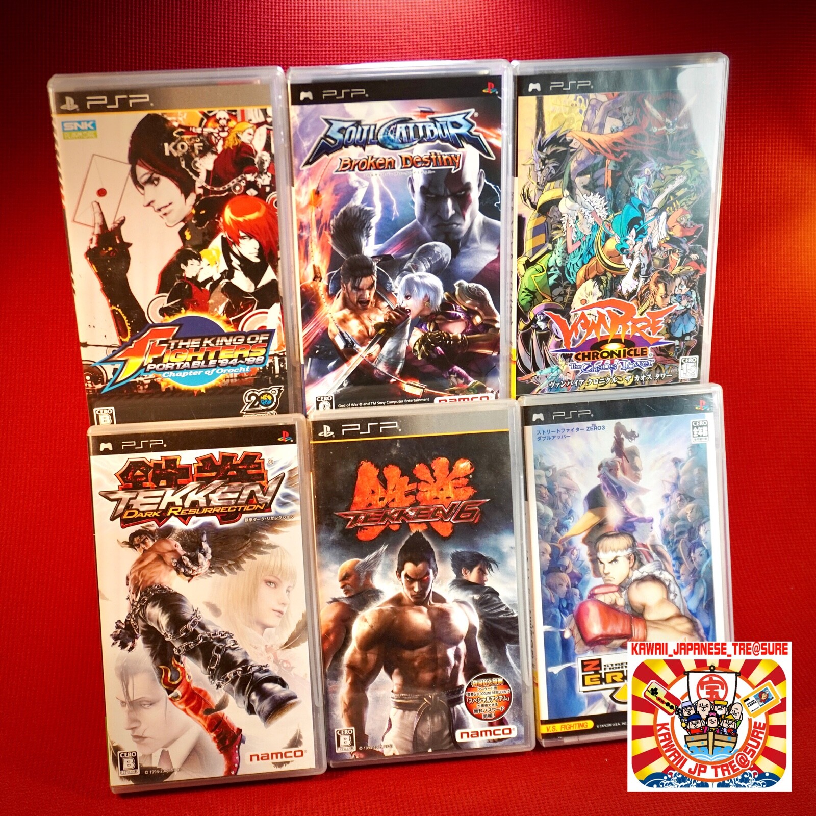 Lot 6 Set PSP Tekken Street Fighter King Of Fighters Soul Calibur Vampire Japan