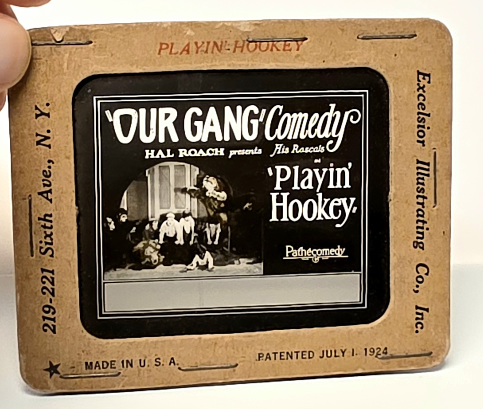 Our Gang Comedy Rare Movie Glass Slide 1928 Playin Hookey Very Nice