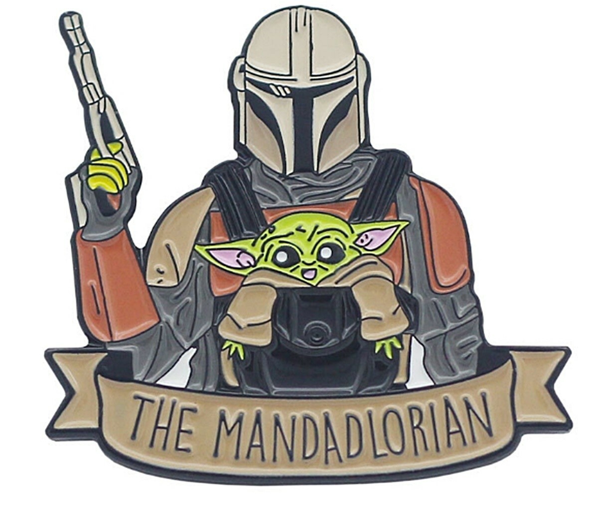 The Mandalorian Baby Yoda and Boba Fett Enamel Metal Pin