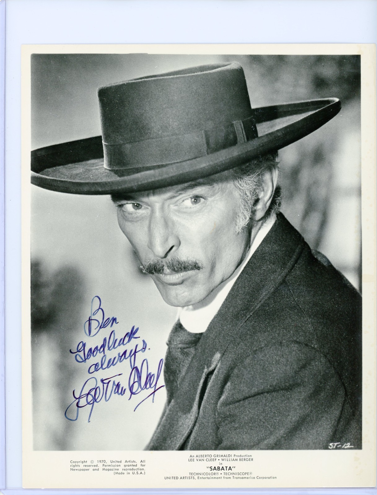 Lee Van Cleef signed 8×10 JSA authentic The Good The Bad and the Ugly Actor