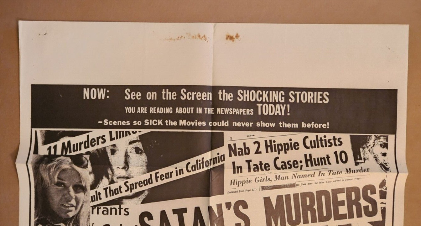 SATAN’S SADISTS R’1970’s Orig folded 27×41 1-sheet poster Al Adamson biker trash