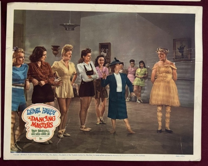 DANCING MASTERS LAUREL AND HARDY LOBBY CARDS (2) 1943