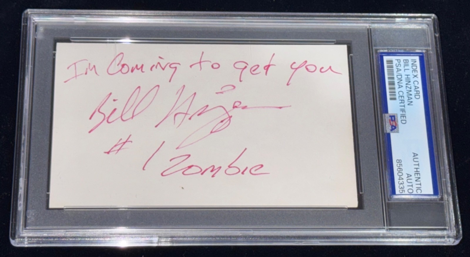 Signed Bill Hinzman 3×5 card 1st Zombie in Film History Night of Living Dead PSA