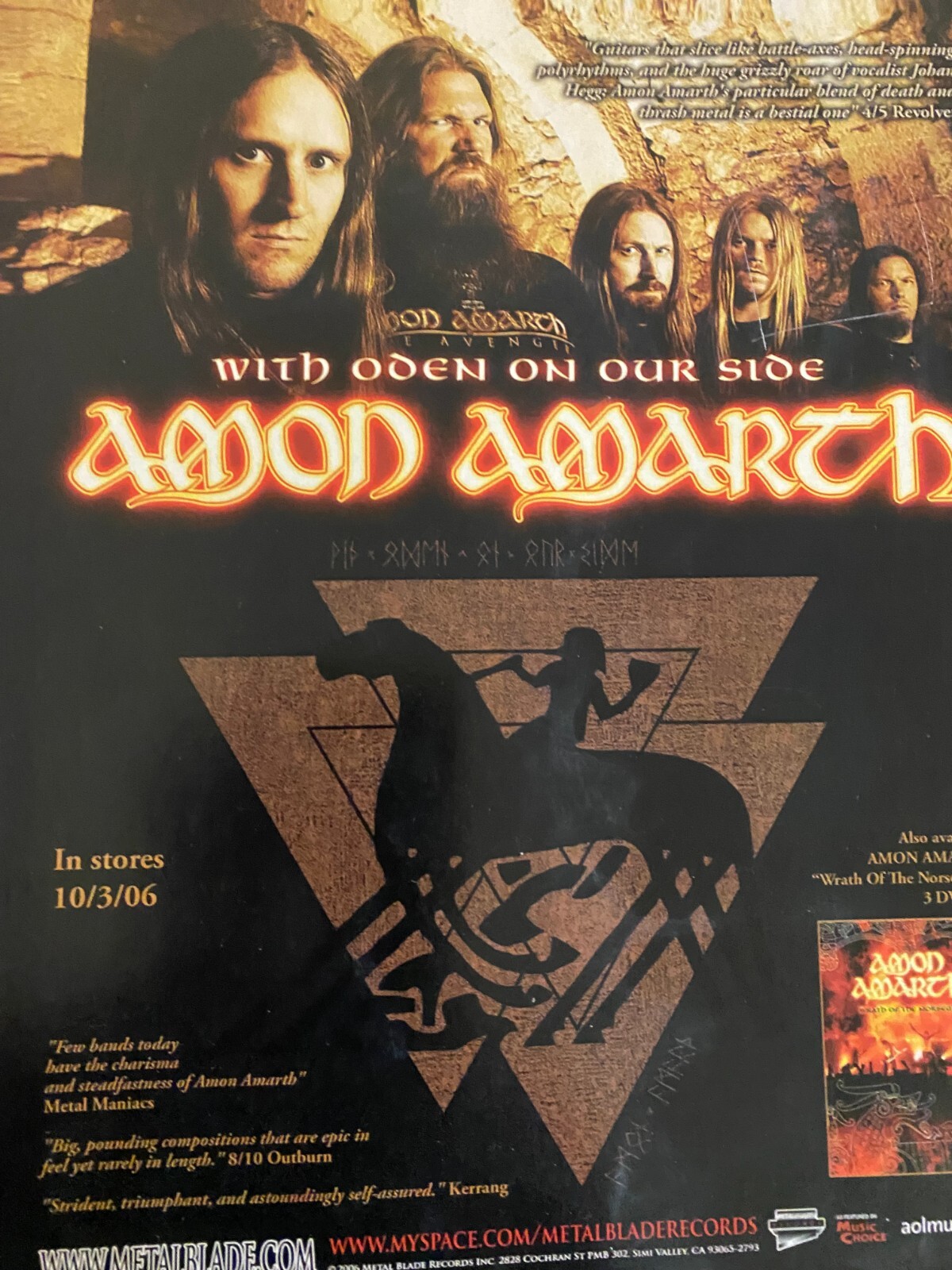 Amon Amarth, With Oden on Our Side, Full Page Vintage Promotional Ad