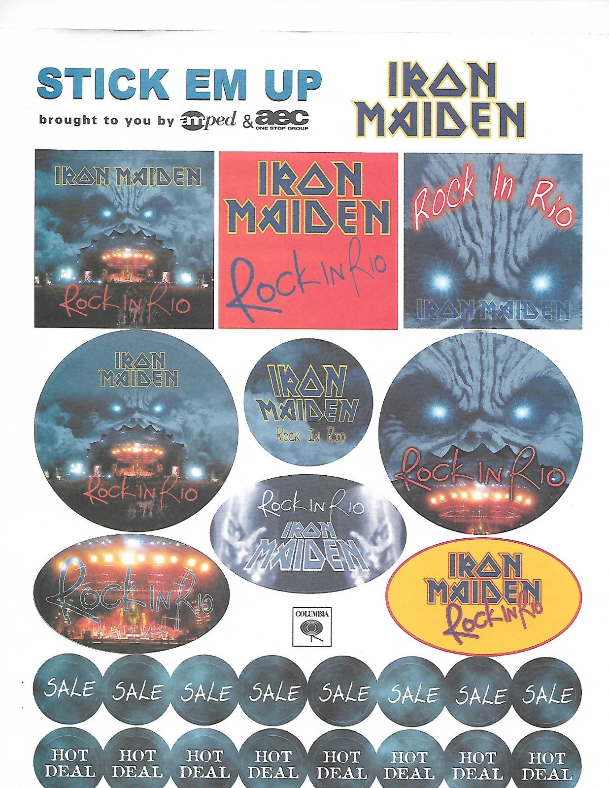Iron Maiden- Rock In Rio **US Promo 25 Sticker Sheet from 2001**